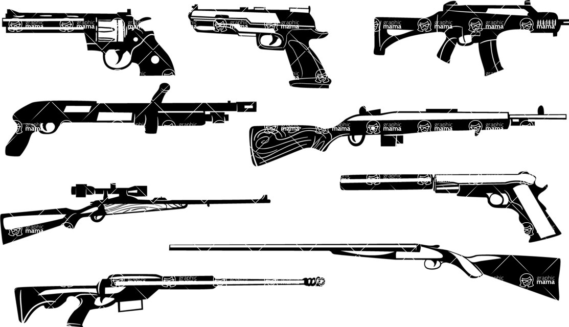 Vector silhouettes - Vector Weapons Silhouettes Set